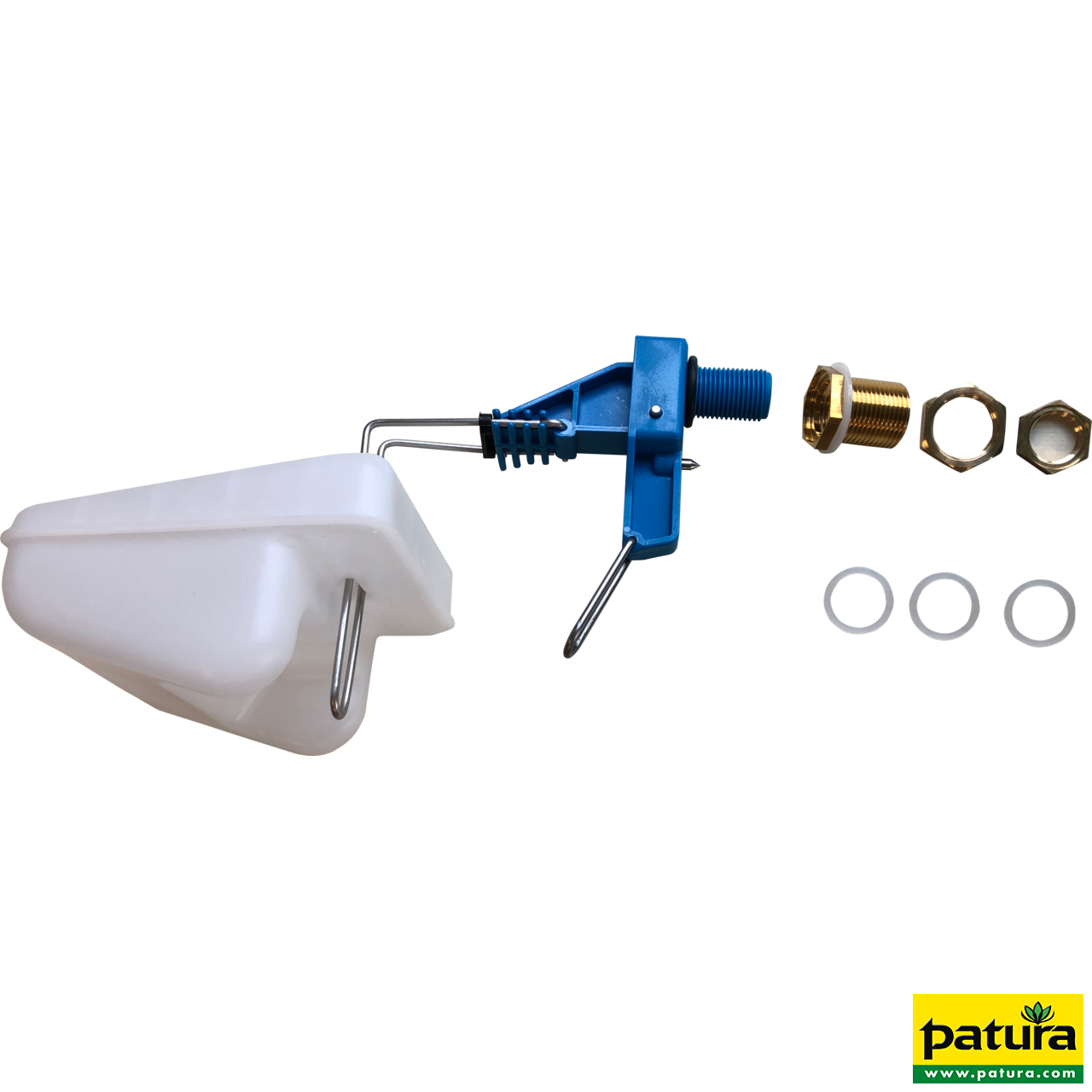 Niederdruckventil (blau) mit Schwimmer, Anschluß 1/2" oder 3/4" (inkl. Adapter)
