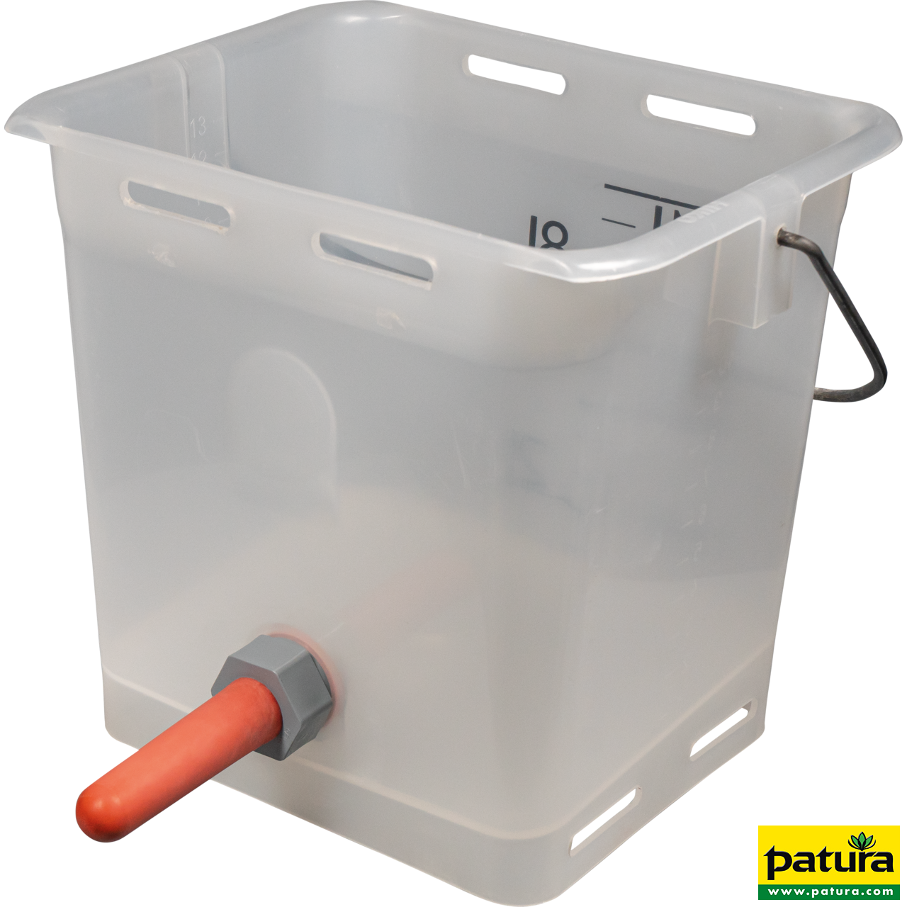 Nuckel-Tränkeeimer 13 l transparent kpl. mit Sauger, mittel und Kugelventil
