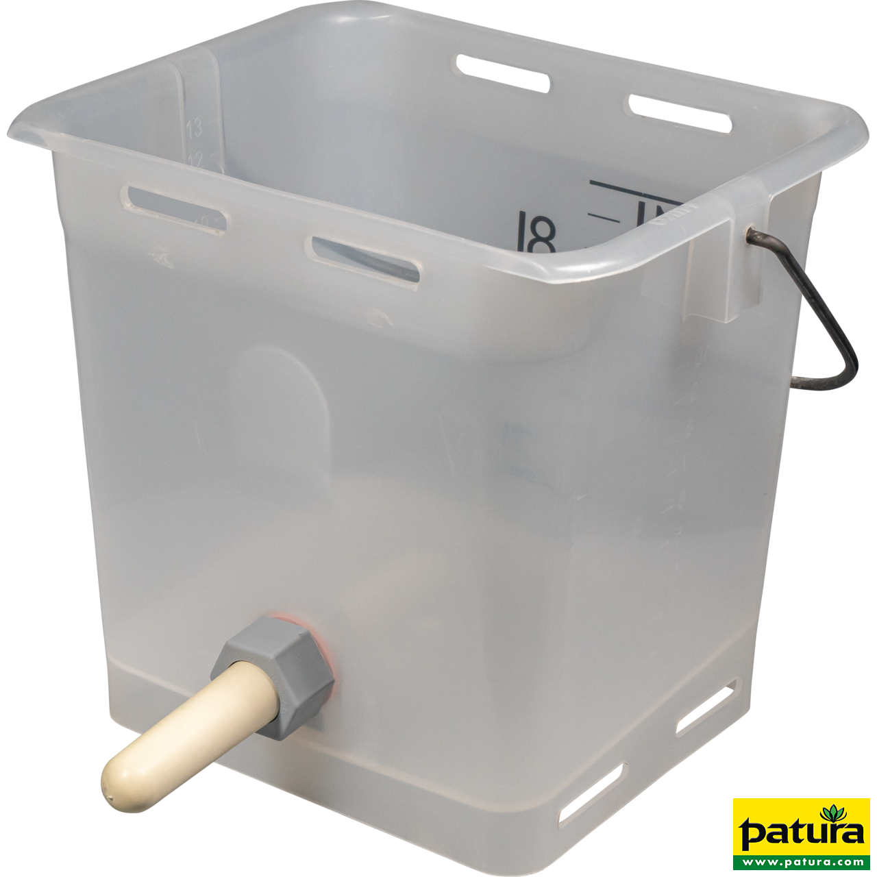 Nuckel-Tränkeeimer 13 l transparent kpl. mit Sauger hart und Kugelventil