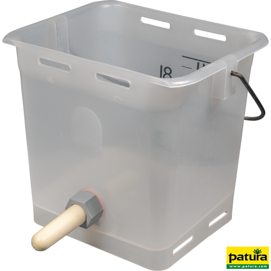 Nuckel-Tränkeeimer 13 l transparent kpl. mit Sauger hart und Kugelventil