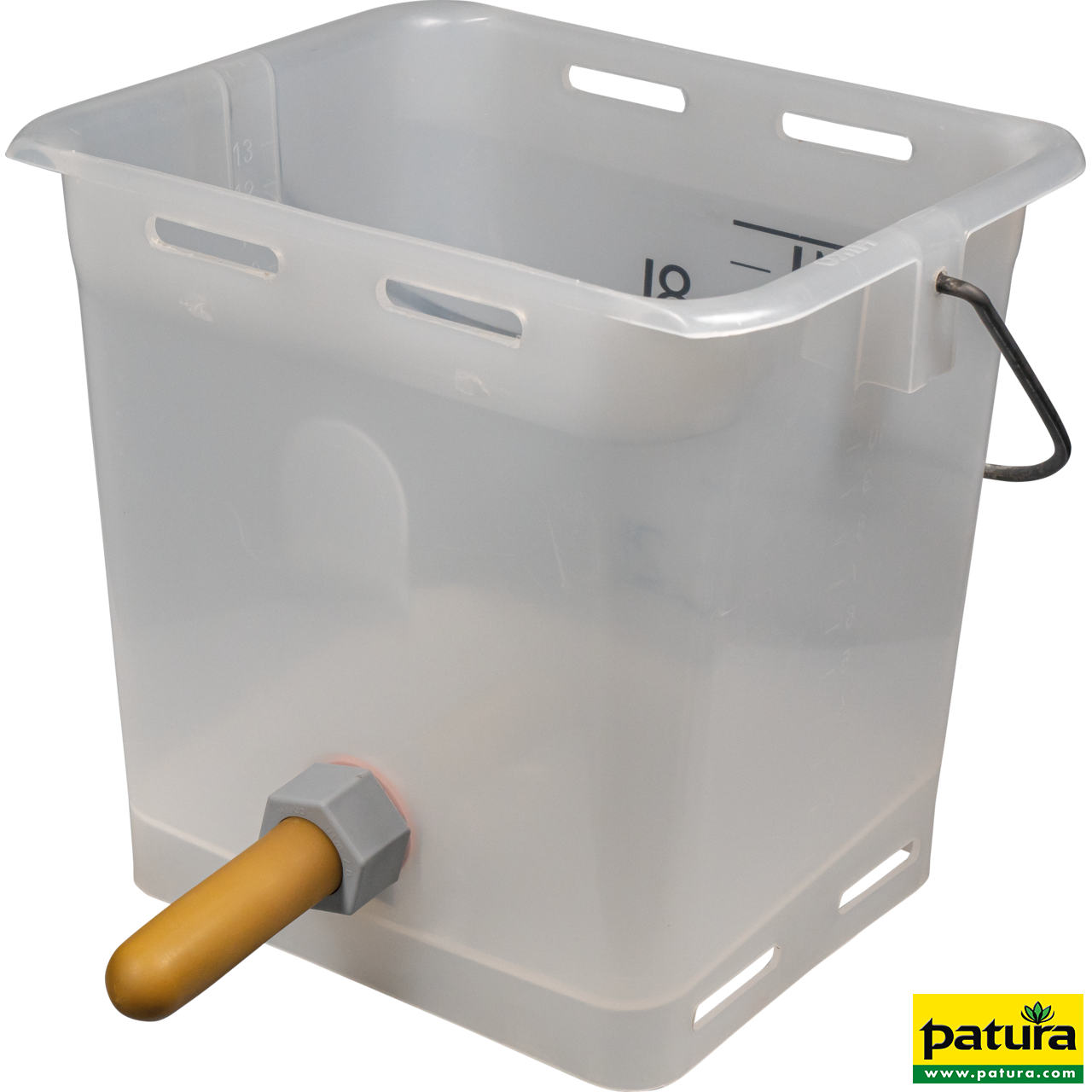 Nuckel-Tränkeeimer 13 l, transparent kpl. mit Sauger, weich und Kugelventil