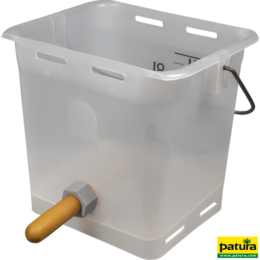 Nuckel-Tränkeeimer 13 l, transparent kpl. mit Sauger, weich und Kugelventil