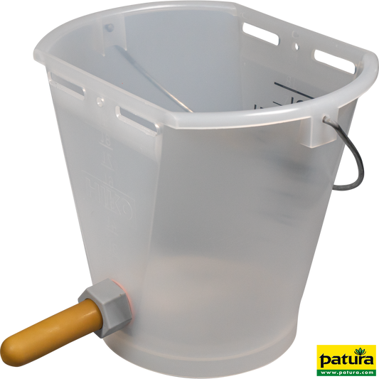 Nuckel-Tränkeeimer 9 l, transparent, kpl. mit Sauger weich und Kugelventil