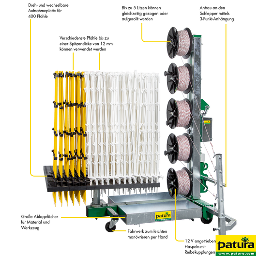 Tornado Master 5.0 Weidezaunmaschine für bis zu 5-reihige Zäune mit 3-Punkt